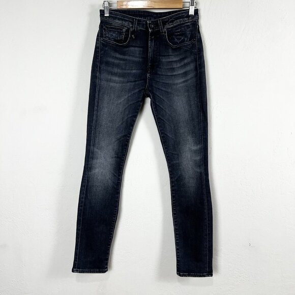R13 Jeans Jenny Mid Rise Skinny Dirty Black Made In Italy Size 27 - Picture 1 of 13